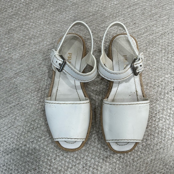 Woman’s Prada White Size 37 Platform Espadrilles Sandals - Picture 7 of 7
